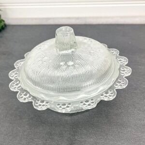 Vintage Indiana Glass Candy Dish – Clear Depression Glass, Lidded Cannister